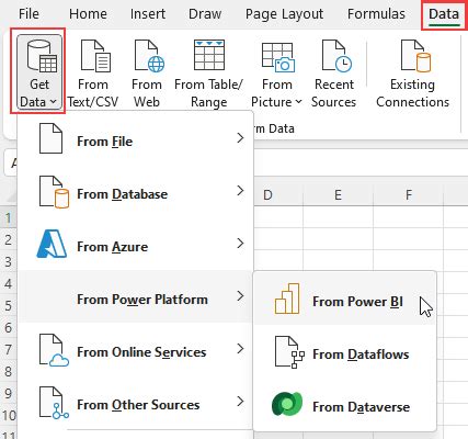 excel get data from power bi semantic model