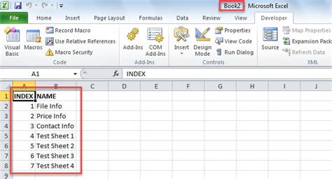 excel get sheet name list