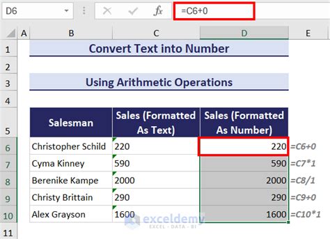 excel how to convert number stored as text
