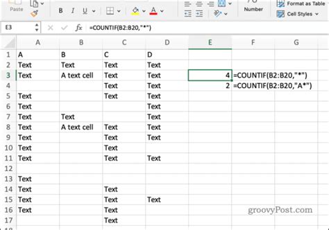 excel how to count how many cells have text in them