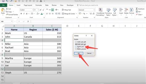 excel how to delete all the empty rows
