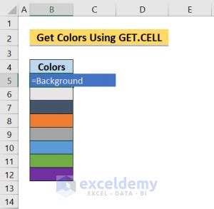 excel how to get cell color value
