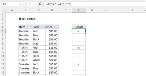 excel if cell value equals another cell value