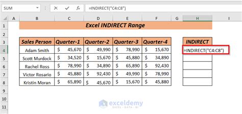 excel indirect cell range