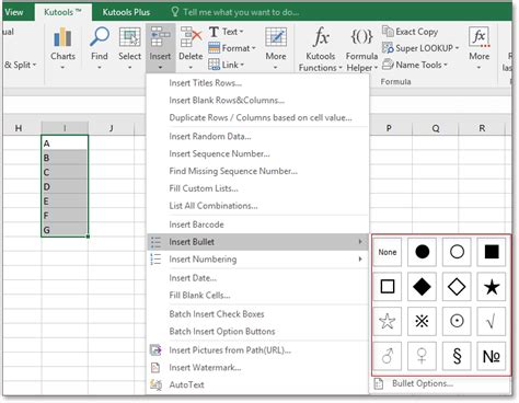 excel insert bullet list in cell