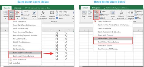 excel insert checkbox drop down list