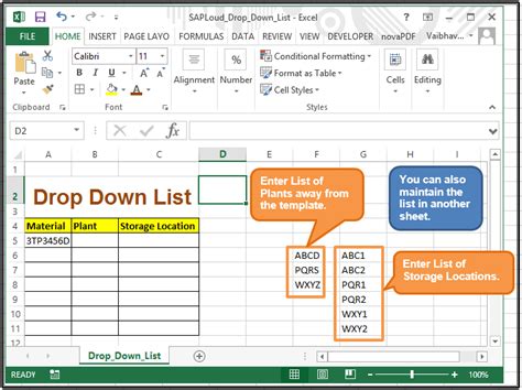 excel insert drop down list formula