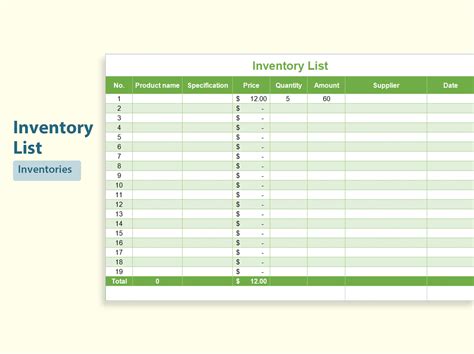 excel inventory list example