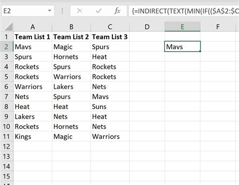excel list of unique values in multiple columns