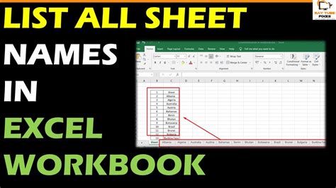 excel list sheet names in workbook