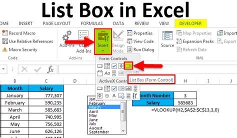 excel listbox value to cell