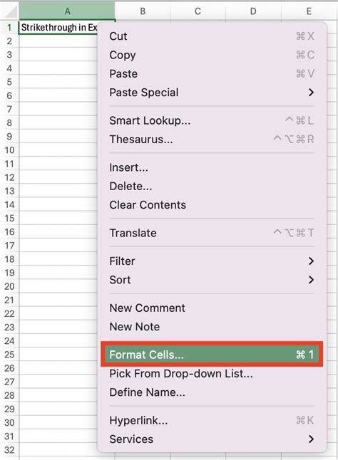 excel mac strikethrough formatting