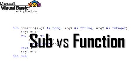 excel macro function vs sub