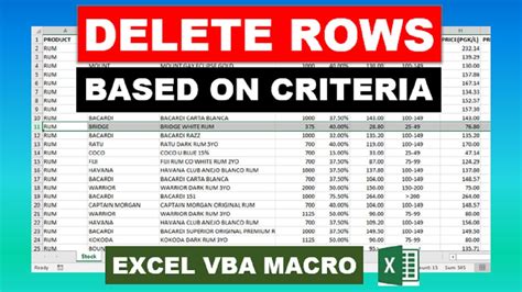 excel macro remove rows based on criteria