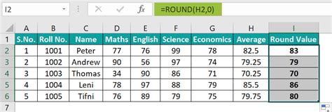 excel marksheet formula