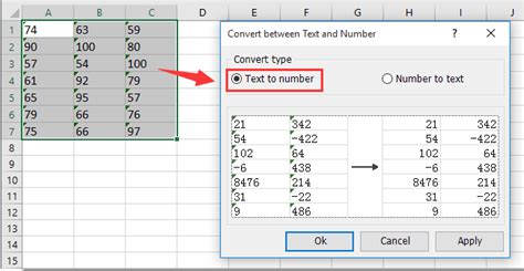 excel mass change number stored as text