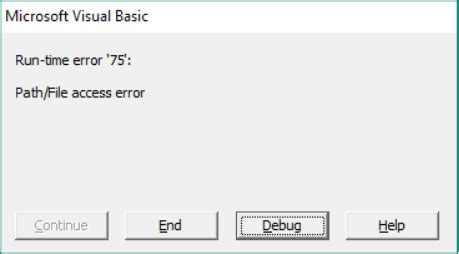 excel microsoft visual basic for applications path/file access error