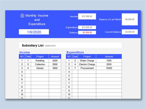 excel monthly statement template