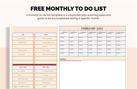 excel monthly to do list template
