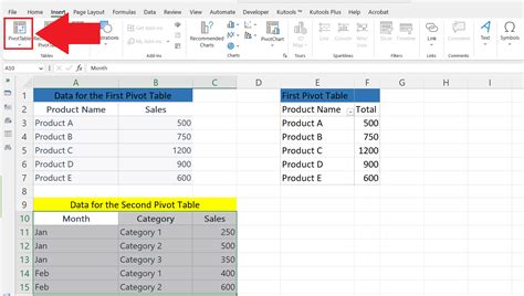 excel multiple pivot tables on one sheet