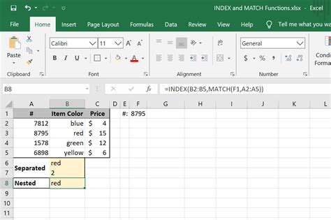 excel nested formula using index and match