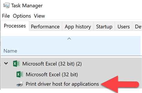 excel not responding printer driver host for applications