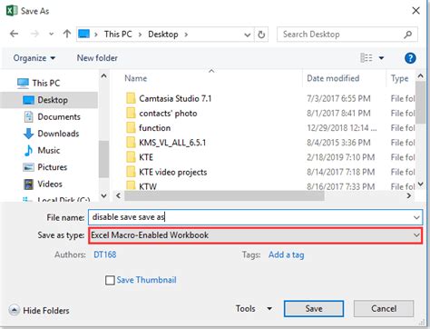 excel not showing save as option