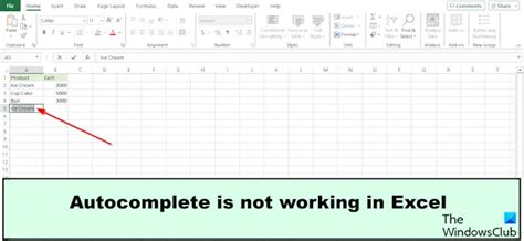 excel online autocomplete stopped working