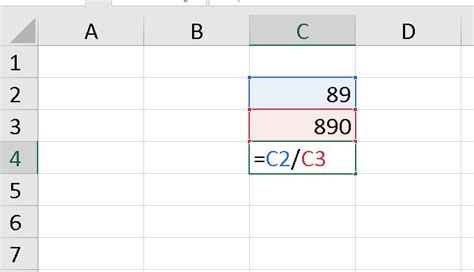 excel percentage of two cells
