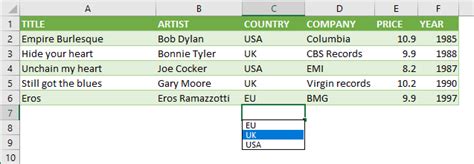 excel pick from drop down list shortcut