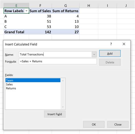 excel pivot table add two columns together