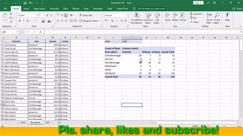 excel pivot table example youtube
