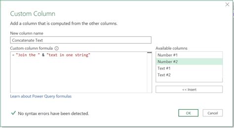 excel power query formula concatenate