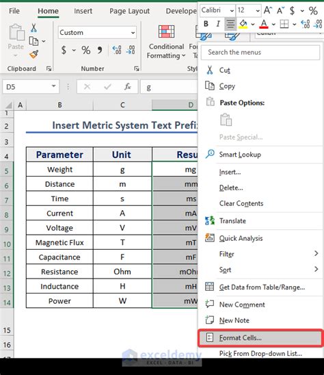 excel prefix format