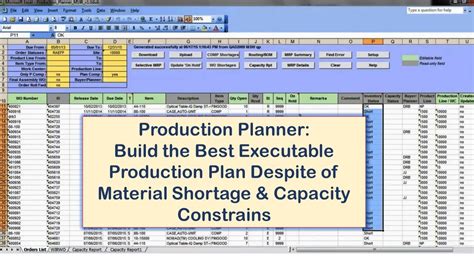 excel production planning tool