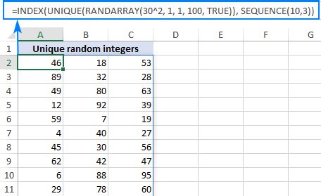 excel random number with no repeats