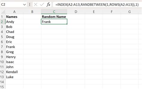 excel random select names from list without duplicates
