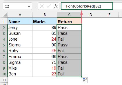 excel return font color of cell