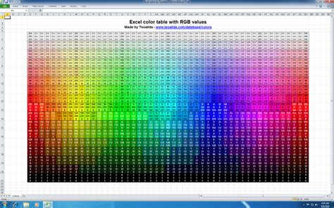 excel rgb codes