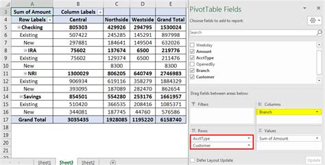 excel sample data pivot table