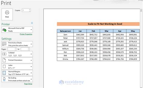 excel scale to fit one page not working