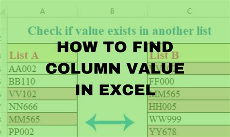 excel search column for list of values