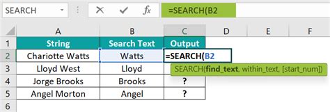excel search function list of values