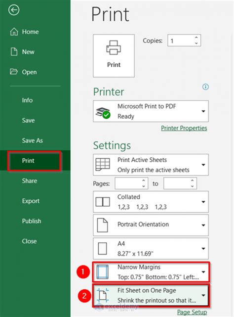 excel sheet cutting off when printing