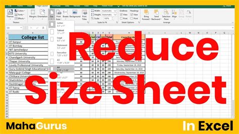 excel sheet size reducer