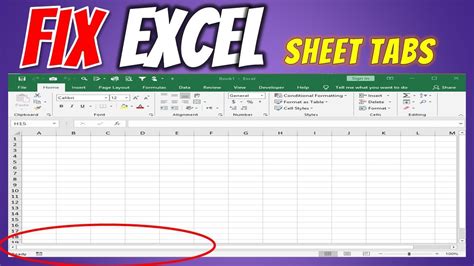 excel sheet worksheet tabs not visible