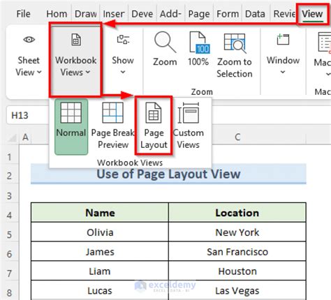 excel show page number in cell
