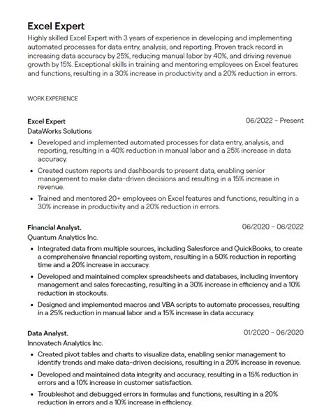 excel skills resume examples