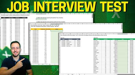 excel skills test for interview free