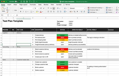 excel software test plan template